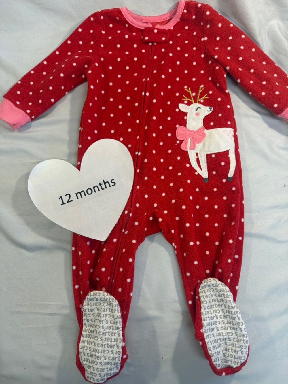 Carter's - Red Reindeer Kids One Piece Fleece Sleeper/Footie